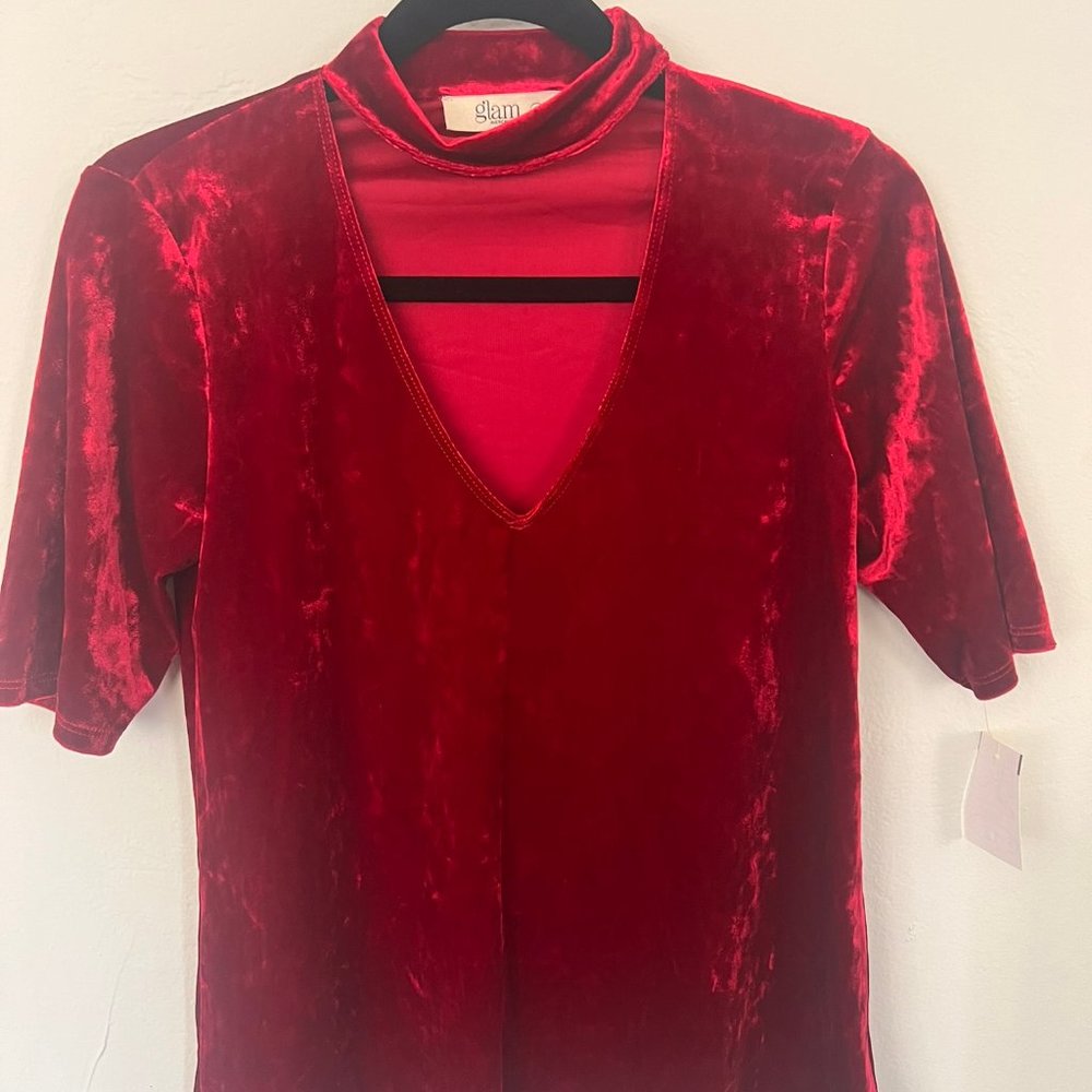 Glam Red Velvet Shirt